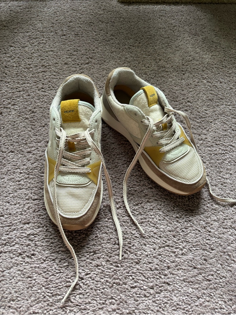 HOFF Spain Sneakers Women's Size 8 Suede Mesh Colorblock Yellow Gray EU 39
